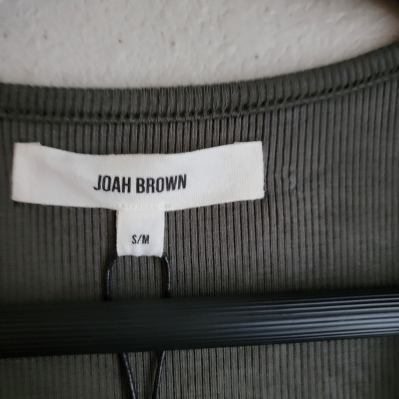 Joah Brown Plunge Tie Midi Dress in Mineral Flexrib size S/M NWT - Picture 7 of 11